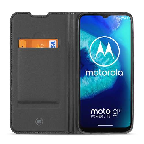 Telefoonhoesje Motorola Moto G8 Power Lite Stand Case Wit met Pashouder